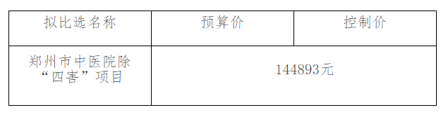 郑州市中医院除“四害”项目 成交结果公示